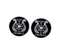 2Pcs Viking Victory or Valhalla Pin Set, Viking Compass Metal Alloy Badge, Norse Symbols and Dragon Ship Design, Lucky Protection Jewelry