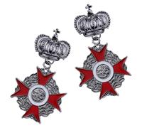 2pcs Vintage Alloy Brooch Pins with Crown Shield Motif | Silver Tone, Intricate Carved Detail, Firm Fixation for Clothes and Bag
