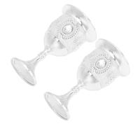 2pcs Vintage Alloy Goblet with Flower Pattern, Heat and Cold Tolerant | Rounded Silver Design, Stable Tabletop Decor, for Spirits Shots and Fruit Juices, Party Hosts Bartenders