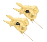2pcs Vintage Alloy Rabbit Brooch Pin for Women, Handmade Gold | Embossed Plump Rabbit Design, Retro Style for Daily Wear and Wedding Bouquet Accents