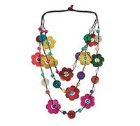 2Pcs Vintage Antique 3 Layers Beaded Necklace With Coconut Shell Charms - Bohemian Woven Pendant for Women Lady Party Favor