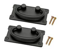 2pcs Vintage Antique Drawer Ring Pull Handles, Cabinet Door Furniture Handle Decoration (Black)
