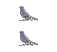 2pcs Vintage Azure Bird Brooch Pin with Rhinestone Zinc Alloy | Art Deco Styling, Sparkly Finish, Lapel Collars for Parties, Gift Giving, Bridesmaids
