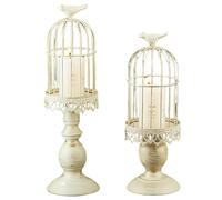 2Pcs Vintage Bird Cage Candle Holders, Metal Lantern Centerpiece for Party Wedding French Decor