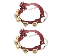 2pcs Vintage Brass Santa Boot Bell Pair for Christmas Halloween Season | Red Shoe Charms, Crisp Jingle Sound, Antirust PU Brass Finish for Cosplay Events and Themed Gatherings