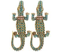 2Pcs Vintage Brooch, Colourful Crystal Rhinestone Alligator Brooch Pin，Alligator Brooch Pin Personality Animal Lapel Backpack Badge Hat Bag Decoration Accessories