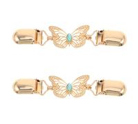 2pcs Vintage Butterfly Shawl Clip Golden Metal Brooch for Women