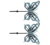 2pcs Vintage Butterfly Wall Hooks Decorative Coat and Towel Blue Iron | Retro Shabby Chic Style, Wall-mounted Butterfly Shape, Easy to Install, for Bathroom and Bedroom