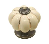 2pcs Vintage Ceramic Cabinet Knobs,Vintage Ceramic Pumpkin Cabinet Knobs, Antique White Pumpkin Knobss,Ceramics Pumpkins Door Knob Drawer Cupboard Wardrobe Furniture Pull Handle (White)