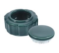2pcs Vintage Ceramic Mini Jar with Lid, 15ml Elegant Desktop Organizer | Porcelain Finish, Smooth Dark Green Look, Travel Toiletry Packing, Tea Samples, DIY Skincare Makers