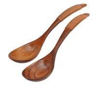 2Pcs Vintage Chinese Style Handcrafted Wooden Soup Spoon Tableware Dinnerware Color random