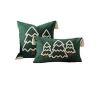 2pcs Vintage Christmas Green Pillowcase Embroidery Sofa Gift Throw Pillow Cushion Cover Atmosphere Home Decoration(Dark green,45x45cm 2pcs)