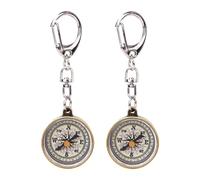 2PCS Vintage Compass Keychain, Mini Zinc Alloy Portable Pocket Compass Finder Key for Outdoor Navigation Tools for Mountaineering Hiking Camping Travel