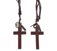 2Pcs Vintage Cross Rear View Mirror Hanging Accessories, Wooden Cross Pendant Decorations with Letter Tag Car Hanging Ornament for Car Mirror Hanging Charm Interior Accessories