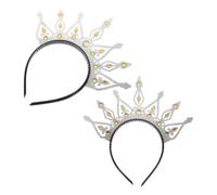 2pcs Vintage Crown Headband for Women Bridal Birthday Party Silver | Plastic and Non Woven Fabrics, Retro Elegant Style, Easy to Wear, Universal Fit for Ball Events