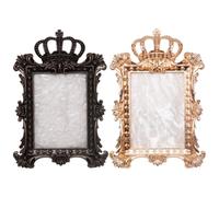 2pcs Vintage Crown Nail Mixing Plate for Polish and Concealer Display | Resin and Copper Build, Lightweight Handling, Golden Black Finish, for Manicure Work and Makeup Studio Use