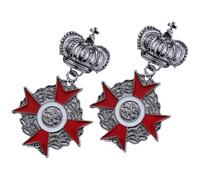 2pcs Vintage Crown Shield Brooch Silver Alloy Lapel Pins | Intricate Details, Firm Fixation, Dress Decoration, Eye-catching Effect