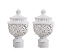 2Pcs Vintage Curtain Finials, Plastic Drapery Rod End Caps for 28mm Pole, Decorative Rail Ends for Living Room Bedroom(white)