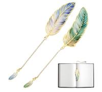 2PCS Vintage Feather Book Marks Elegant Metal Bookmark with Chain, Retro Style Page Mark for Readers, Collectors, Students, Unique Elegant Bookmarks for Daily Reading Book Accessories