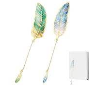 2PCS Vintage Feather Book Marks Elegant Metal Bookmark with Chain, Retro Style Page Mark for Readers, Collectors, Students, Unique Elegant Bookmarks for Daily Reading Book Accessories