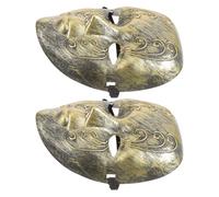 2pcs Vintage Full Face Masks Hand Engraved Patterns Plastic Venetian for Men and Women Masquerade Prom Evening Party