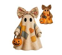 2pcs Vintage Ghost Light Figurine, LED Lighted Ghost Ornament With Pumpkin Lantern, Autumn Halloween Decorative Lights For Entryway Fireplace Shelves