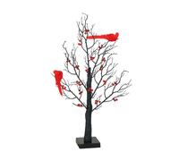 2Pcs Vintage Glowing Tree with Cardinals Lighted Mini Birch Tree LED Cardinal Little Red Bird Table Decoration for Tabletop Centerpiece Xmas Indoor Home Decor