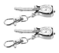 2pcs Vintage Guitar Shaped Quartz Keychain for Men Music Enthusiasts | Portable Secure Attachment, Daily Commutes and Outdoor Activities Metal Retro Punk Style