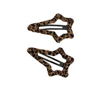 2PCS Vintage Leopards Print Water Drop Hair Clip For Women Fashion Jewelry Everyday Wear Hair Accessories