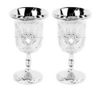2pcs Vintage Martini Glasses, Small Metal Embossed Decorative Wine Glass Silver Cocktail Cup Bar Drinking Glasses for Home Bar Restaurant Party