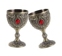 2pcs Vintage Party Goblet Alloy Metal Whiskey Cup for Festive Events | Golden Embossed Retro Design, Compact Decorative Piece, Suitable for Whiskey or Juice, Christmas Parties and Altars