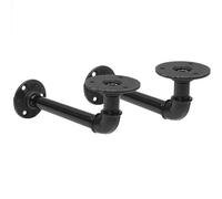 2Pcs Vintage Retro Black Iron Wall Floating Shelf Rack Bracket Home Decor Storage Holde L Holder for Living Room