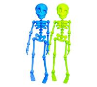 2Pcs Vintage Skeleton Magnetic Figurine, 3D Printed Funny Skeleton Fridge Magnet, Mini Magnetic Skeleton with Movable Joints, Posable Body Skeleton Magnets, Skull Magnetic Decor for Halloween