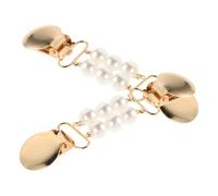 2pcs Vintage Sweater Collar Clips for Women, Golden Zinc Alloy | Chic Retro Brooch Style, Secure Garments for Daily Wear and Social Events, Plastic Accents, Versatile Applications
