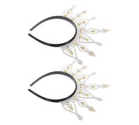2pcs Vintage Tiara Headband for Women, Elegant Bridal Crown Accessory | Silver Plastic and Non Woven Fabrics, Easy Wear Universal Fit, Festive Party and Ball Use
