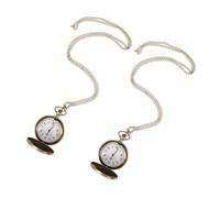 2pcs Vintage Train Pocket Watch with Chain, Hand Wind Quartz Present