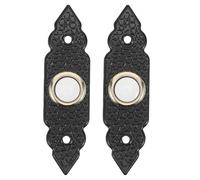 2pcs Vintage Wired Doorbell Push Button, Black Zinc Alloy Wall Mount