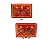 2pcs Vintage Wood Mahjong Storage Box with Handle for Organizing Tiles