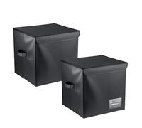 2PCS Vinyl Record Storage Box Holds 90 12-Inch Records Stackable Collapsible Records Case LP Organizer Crate with Dust-Proof Lid Portable Handle for Collecting Valuable Album