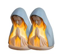 2PCS Virgin Mary Prayer Night Light, 5" Catholic Sacred Virgin Mary Statue Table Lamp, Warm Soft Eye Protection for Bedroom Living Room Ornament, Faithes and Spiritual Comfort