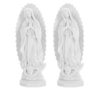 2pcs Virgin Mary Statue Resin Religious Figurine Catholic Home Decor Prayer Sculpture for Entryway Table Indoor Decoration