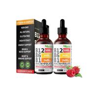 2Pcs Vitamin B12 & B6 Liquid Drops, Sublingual B Complex Supplement for Energy & Metabolism, Fast Absorption