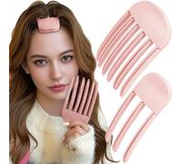 2PCS Volumizing Hair Root Clips for Fluffy Bangs, Wind Shaping Comb for Men and Women,No Crease Hair Lifting Clip for a Natural Puffy Lazy Hairstyle,Easy High Crown Volume Tool (Pink, 3-teeth+6-teeth)