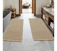 2Pcs Waffle Bath Mat Non Slip Beige-Brown Bathmat Anti Slip Bathroom Mat Quick Dry Bath Mat Set Anti Mould Absorbent Machine Washable Bathroom Floor Mats Shower Mat Accessories (2xBrwon-60x120cm)