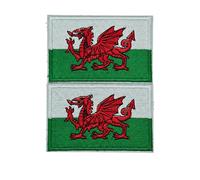 2PCS Wales Flag Embroidery Patch - Sew On Applique Badge - Fully Embroidered Fabric Patch - Repair & Decoration for Jackets Hats Backpacks