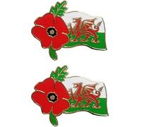 2pcs Wales Welsh Remembrance Day Pin Badge Brooch Wales Welsh Flag Red Dragon Lest We Forget Decorations Memorabilia