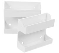 2pcs Wall Mounted Cell Phone Holder White Plastic Punch Free Storage