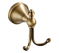 2Pcs Wall Mounted Double Hook Coat Towel Hooks, Vintage Brass Towel Hook Hangers Clothes Hanger for Bathroom Kitchen Organizer