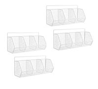 2PCS Wall-Mounted Hanging Kitchen Baskets White Metal Wire Baskets with 3 Sections Wire Shelf No Drilling Adhesive Kitchens Storage Basket for Shower Kitchen