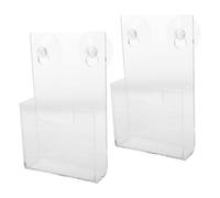 2pcs Wall Mounted with Suction Cups Acrylic Magazine Holder for Files | Brochure Organizer, Easy Installation and Relocatable Design, Office or Bathroom Use